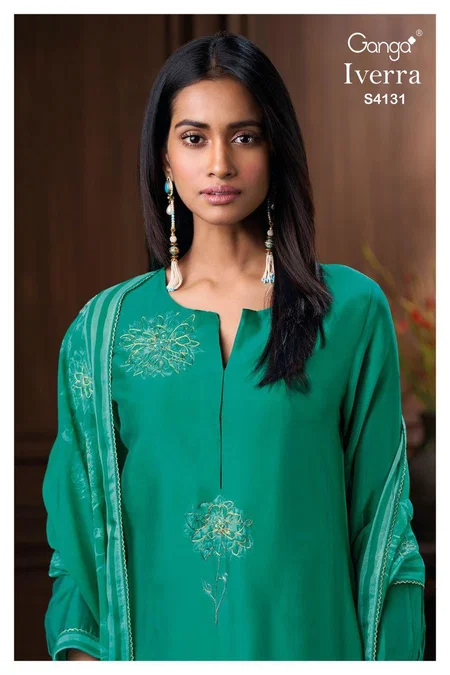 Iverra 4131 By Ganga Bemberg Silk Satin Wholesale Salwar Suits Suppliers In Mumbai
